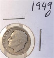 1949 D  Roosevelt Silver Dime