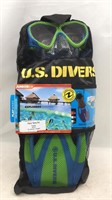 New Us Divers Junior 6+ Fins Set Sz S Snorkel