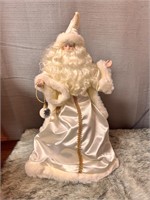 Cream/Gold Father Christmas Santa Musical Tree Top