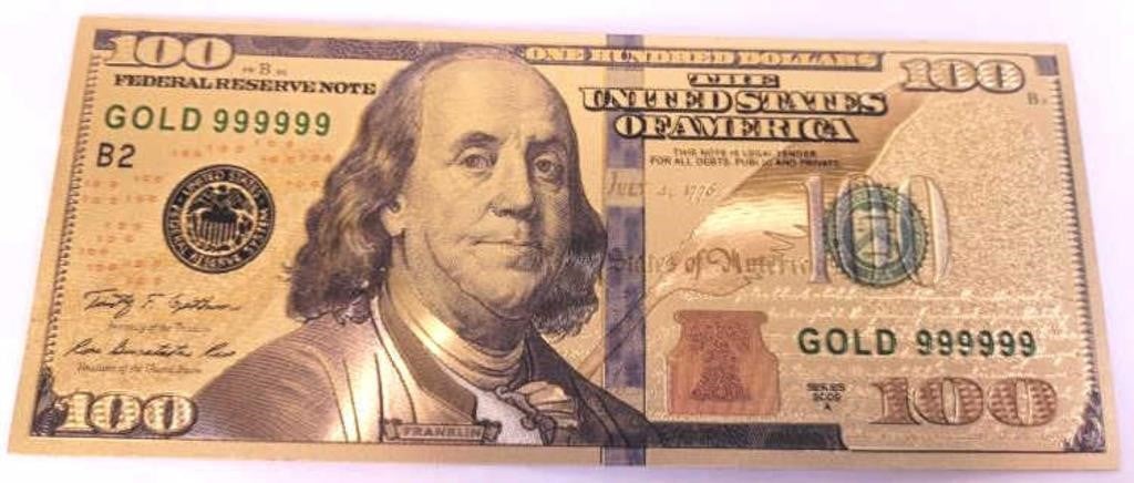 2009 Golden 100 Dollar Bill