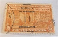 1925 15 Cen Messenger & Motorcycle Stamp