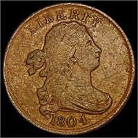1804 Plain 4 Stems Draped Bust Half Cent LIGHTLY