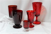 Lot of 5 Ruby Red Glass Articles