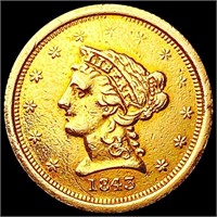 1843-O Sm Date $2.50 Gold Quarter Eagle NEARLY
