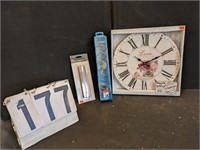 Wall Clock, Wooden Thermometer, Crystal Twister