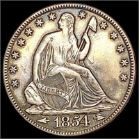 1854-O Arws Seated Liberty Half Dollar NEARLY