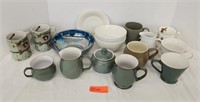 Assorted Tea and coffee mugs, bowls and plate.