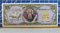 Moses and the ten commandments banknote