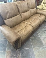 LEATHER two-tone sofa, double reclining.  LIKE NEW
