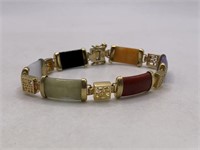 SIGNED CN NATURAL STONE CHINESE THEMED BRACELET