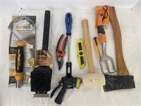 Assortment of BBQ, gardening and shop tools.
