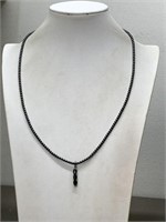 HEMATITE,STERLING SILVER & SAPPHIRE NECKLACE