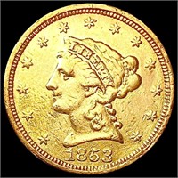 1853 $2.50 Gold Quarter Eagle NEARLY UNCIRCULATED