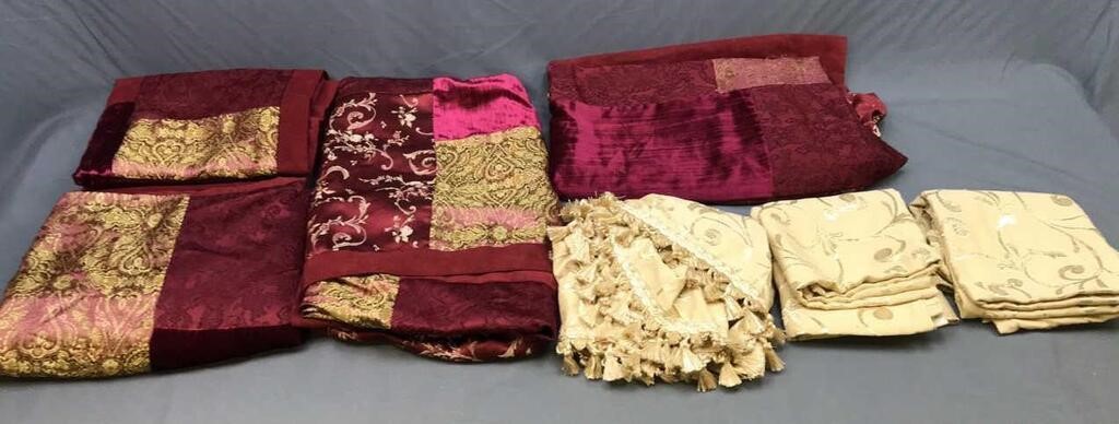 Drape Panels Lot Burgundy And Gold Or Use As Fabrc
