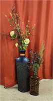 Large heavy vase with artificial flowers. 54"