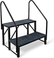 RV Steps with Handrail - 2 Step Steel Stairs