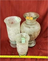 Frosted glass vases. 16" tall