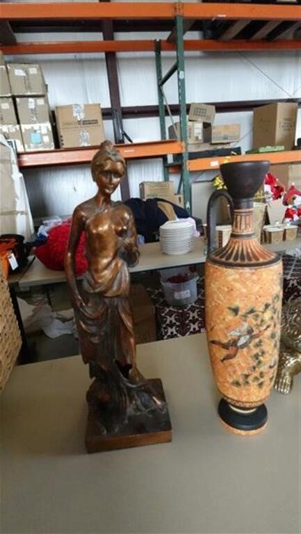 1 Decorative Vase w/ Plastic Statue *Broken*