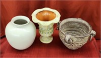 3 ceramic  and clay flower pots / vase.