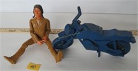 wooden motorcycle & plastic flexible figure