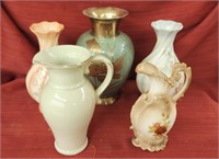 Assorted vases & pitchers - sizes 9in to 11in