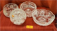 Heavy crystal glass bowls.