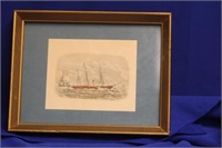 A Vintage Framed Litograph of a Clipper Ship