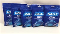 5 Bags New Halls Relief Cough Drops (14 In Bag)