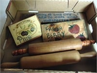 Wood Signs and Two Old Wood Rolling Pins