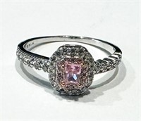 FABULOUS PINK AND WHITE ANTIQUE STYLE CZ RING