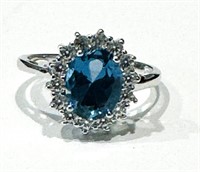 SHIMMERING TEAL AND WHITE QUARTZ COCKTAIL RING