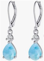 BEAUTIFUL BLUE LARIMAR STERLING DROP EARRINGS