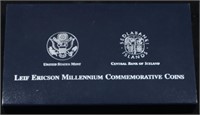 2000 L ERICSON COMM PROOF SILVER TWO-COIN SET
