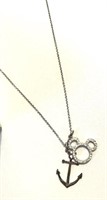 DISNEY ANCHOR/MICKEY STERLING SILVER NECKLACE