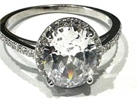 MARVELOUS 4CT CZ STERLING SOLITAIRE RING