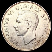 1947 Canada Silver 50 Cents Straight 7 CHOICE AU
