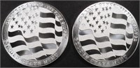 (2) 1 OZ .999 SILVER FLAG ROUNDS