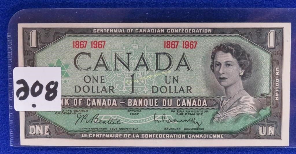 1867-1967 Canada $1 unc no serial #