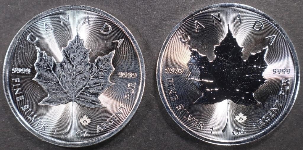 2022 & 2024 1 OZ .999 SILVER CANADIAN MAPLE ROUNDS