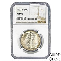 1937-D Walking Liberty Half Dollar NGC MS66