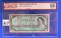 1967 Canada $1 Almost unc 58