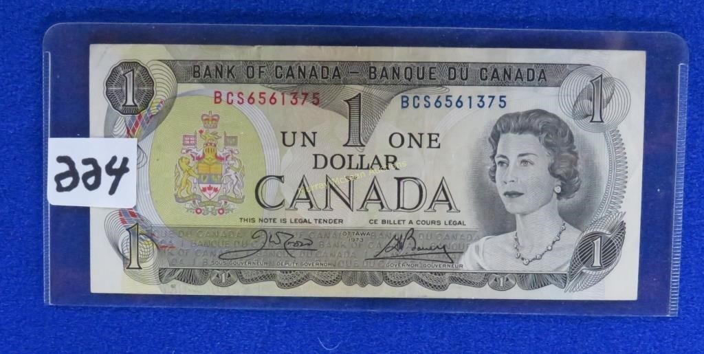 1973 Canada $1 bill, VG