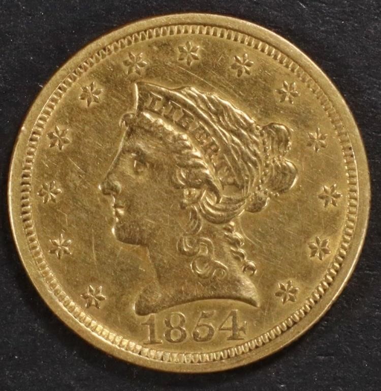 1854 $2.5 GOLD LIBERTY AU