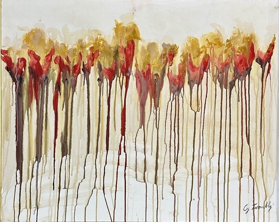CY TWOMBLY OIL ON CANVAS ABSTRACT
