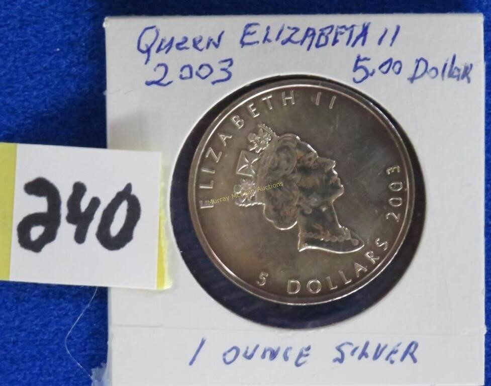 2003 Queen Eliz II $5 silver 1 oz NO TAX