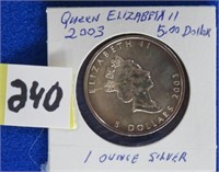 2003 Queen Eliz II $5 silver 1 oz NO TAX