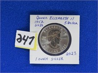 triple date Queen Eliz II $5 silver coin 1 oz