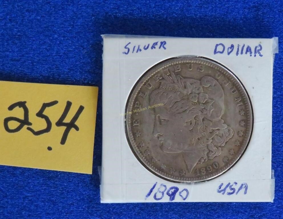 1890 US $1 silver coin VG