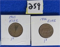 1963 & 1966 Eire 1 scilling