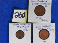 3 pennies w Queen Eliz II-N Zealand, …..